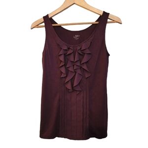 LOFT Womens Purple Coquette Euro Summer Soft Girl Ruffle Sleeveless Top